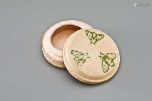 GONGXIAN KILN COLOR PAINTING BUTTERFLY CASE WITH COVER
