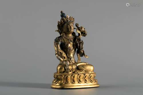 COPPER GOLD GILDING BUDDHA FIGURE