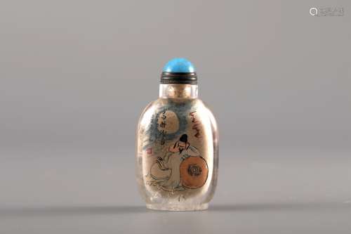 CRYTAL DOUBLE-SIDED WITHIN CHARATER PAINTING SNUFF BOTTLE