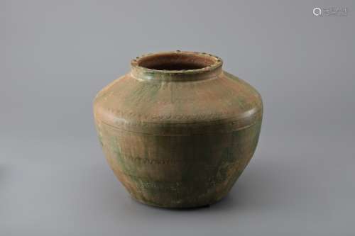 RED POTTERY FLARED JAR, HAN DYNASTY
