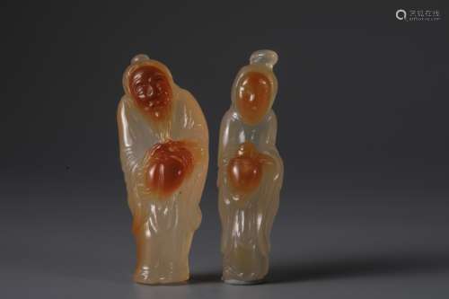 AGATE CARVED CHARACTERS FIGURE(PAIR)