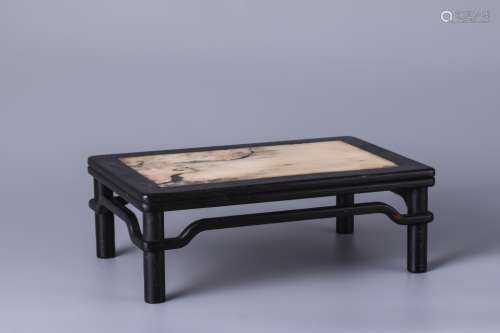 ROSEWOOD INLAY STONE TABLE