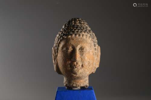 STONE CARVED SHAKYAMUNI BUDDHA HEAD STATUE