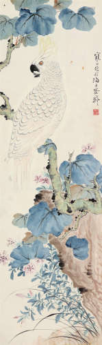 江寒汀（1904～1963） 花间鸣禽 镜框 设色纸本