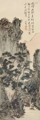 溥儒（1896～1963） 山间行客 立轴 设色纸本