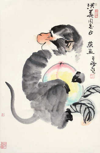 李燕（b.1943） 献寿图 镜片 设色纸本