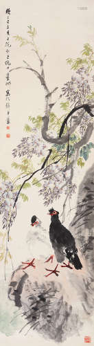 倪田（1855～1919） 丁巳 1917年作 大吉图 立轴 设色纸本