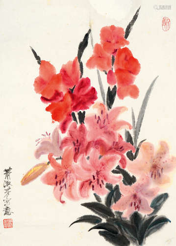 萧淑芳（1911～2005） 花开富贵 镜片 设色纸本