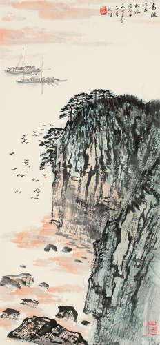 宋文治（1919～1999） 1963年作 嘉陵江上 立轴 设色纸本