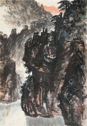 魏紫熙（1915～2002） 1977年作 峡江图 立轴 设色纸本
