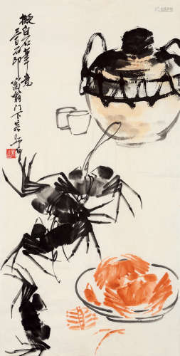 娄师白（1918～2010） 拟白石笔意 镜片 设色纸本