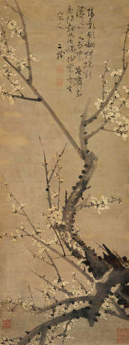 童二树（1721～1782） 白梅 立轴 水墨纸本