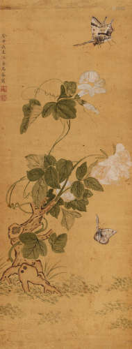 马荃（1669～1722） 癸丑1913年作 蝶恋花 立轴 设色绢本