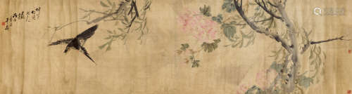 吴云（1811～1883） 丙午1846年作 国色天香 横批 设色绫本