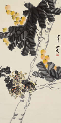 李味青（1909～1997） 硕果累累 立轴 设色纸本