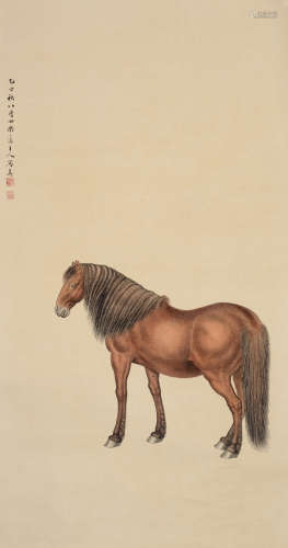 载瀛（1875～1930） 乙丑1925年作 神骏图 镜片 设色纸本