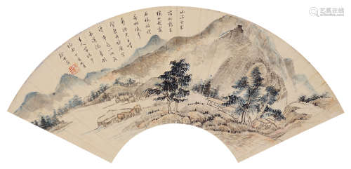 徐世昌（1854～1939） 丁亥1887年作 溪山雅居 扇面 设色纸本