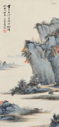 吴湖帆（1894～1968） 乙丑1925年作 云山秀色 立轴 设色纸本