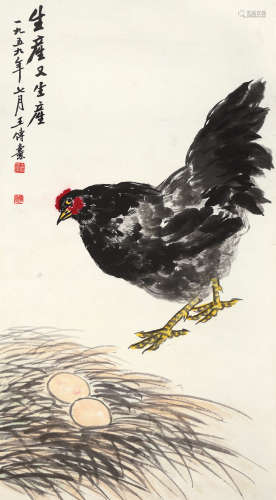 王传焘（1903～1978） 1959年作 大吉图 镜片 设色纸本