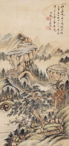 吴琴木（1894～1953） 山中揽胜 立轴 设色纸本