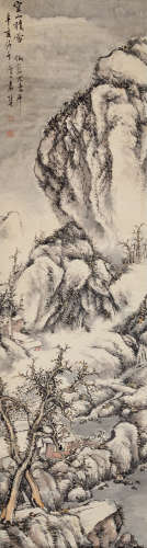 袁培基（1870～1943） 辛亥1911年作 空山积雪 立轴 设色纸本