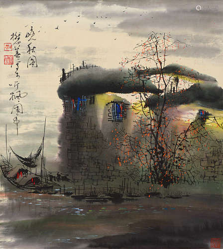 刘懋善（b.1942） 晚秋图 立轴 设色纸本