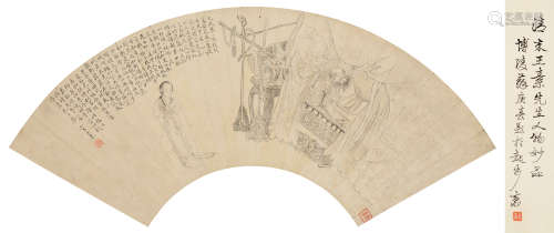王素（1794～1877） 刺虎图 扇面 水墨纸本