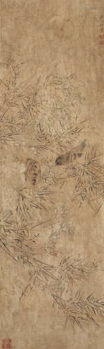 陈书（1660～1736） 花间鸣禽 立轴 设色纸本
