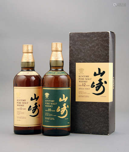 Suntory 山崎12金花版 连山崎10金花版 （共三件）