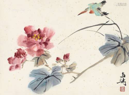 王雪涛（1903～1982） 芙蓉翠鸟 立轴 纸本