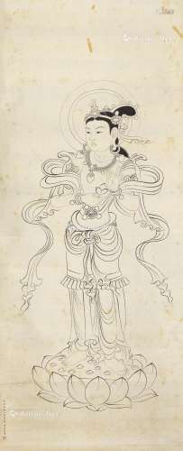 溥儒（1896～1963） 莫高窟大士像 立轴 纸本