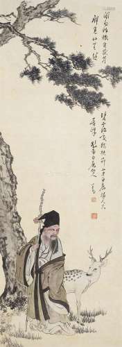 溥儒（1896～1963） 白鹿仙人 镜心 纸本
