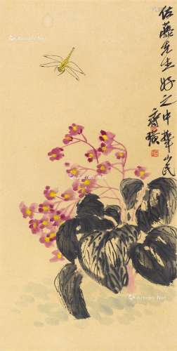 齐白石（1864～1957） 海棠蜻蜓 镜心 纸本