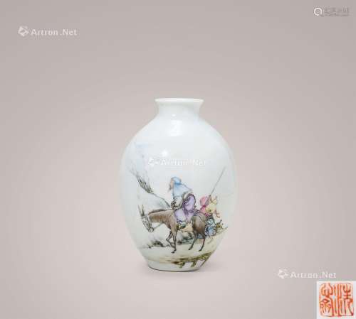 王琦 民国 粉彩人物瓷瓶
