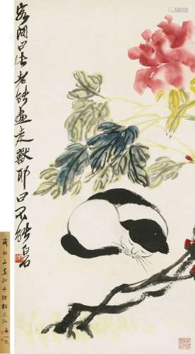 齐白石（1864～1957） 牡丹猫眠图 立轴 纸本