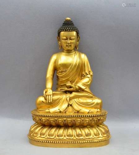 CHINESE GILT BRONZE BUDDHA