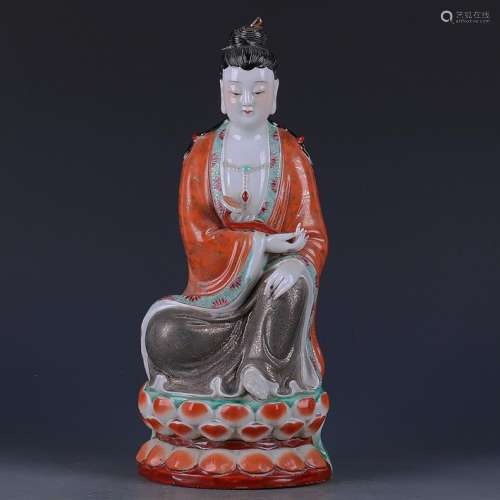 CHINESE FAMILLE ROSE GILT GUANYIN
