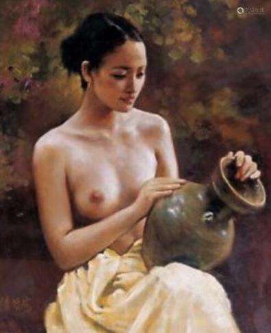 OIL PAINTING ON CANVAS, NUDE WOMAN