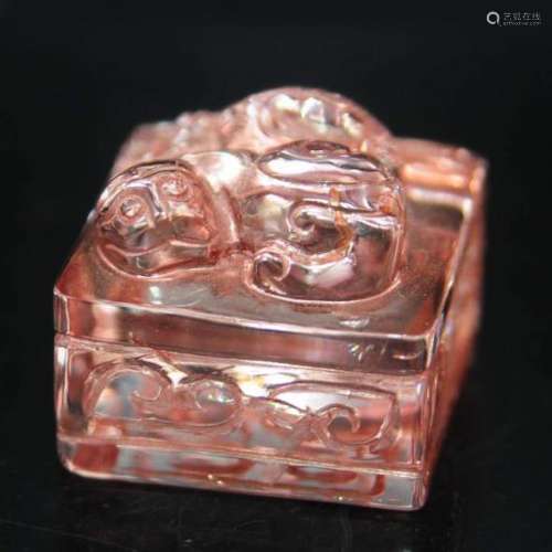CHINESE ANTIQUE CRYSTAL DRAGON SEAL