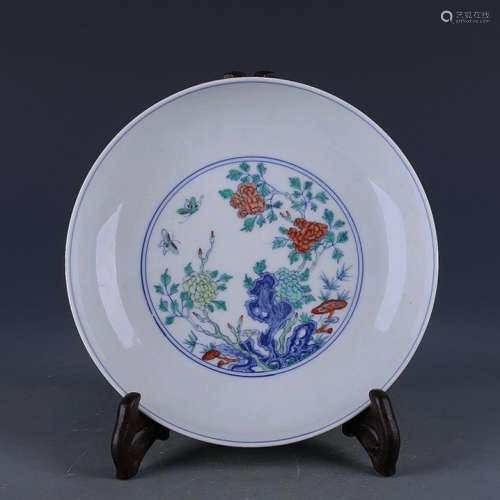 CHINESE DOU CAI FLORAL PLATE
