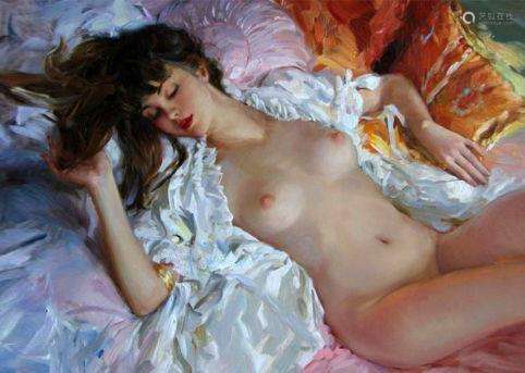 OIL PAINTING ON CANVAS, NUDE WOMAN