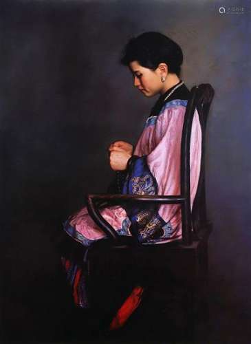 CHINESE OIL PAINTING OF FIGURE