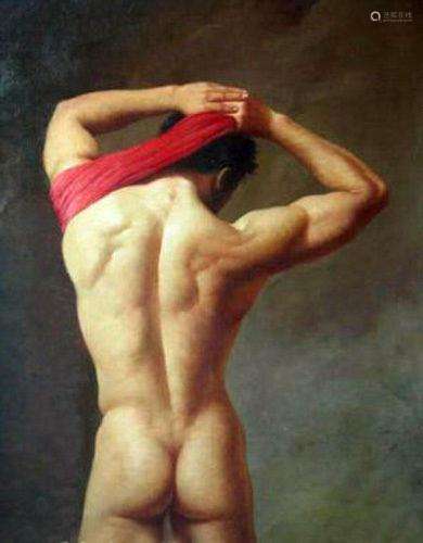OIL PAINTING ON CANVAS, NUDE MALE