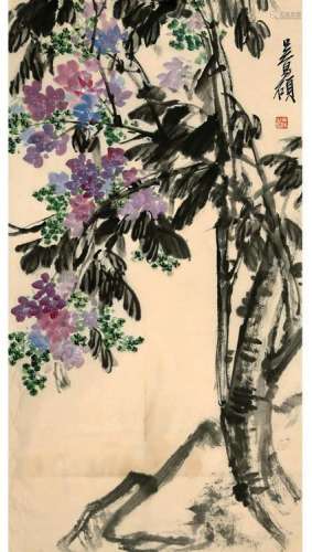 CHINESE PAINTING OF FLOWER AND BIRD, SIGNED WU CHANG SHU (1844-1927)