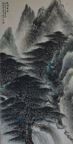 CHINESE PAINTING OF LANDSCAPE, SIGNED LI XIU CAI