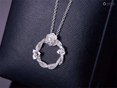 PIAGET  ROSE VINE NECKLACE 18K WHITE GOLD FULL DIAMOND