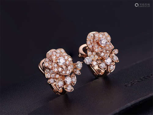 PIAGET 18K ROSE GOLD DIAMOND EARRINGS