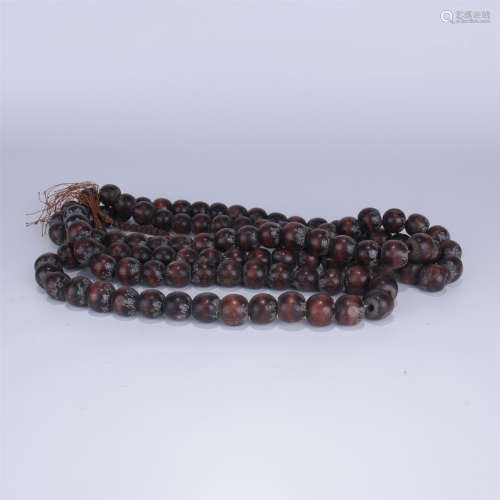 CHINESE WOOD BEADS BUDDHISM COUNTING NECKLACE