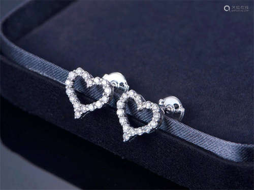 TIFFANY HEART PLATINUM DIAMOND EARRINGS