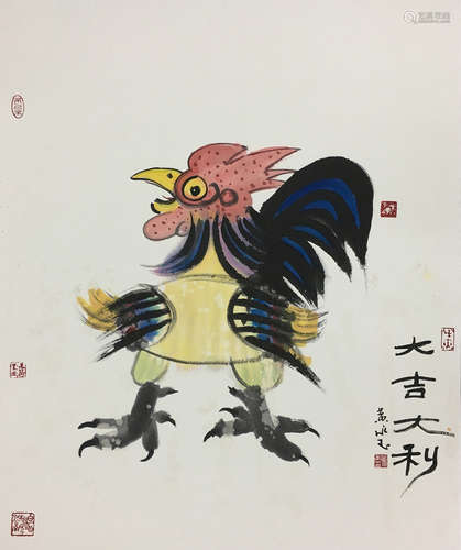 CHINESE SCROLL PAINTING OF ROOSTER